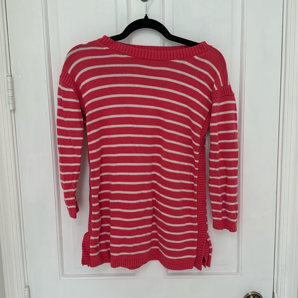 Talbots 3/4 sleeve coral sweater, size small.